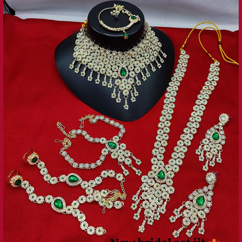 Lucentarts Jewellery Gold Plated Austrian Stone And Beads Bridal Set