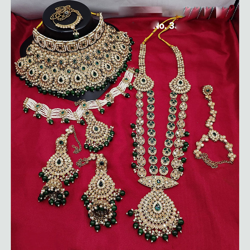 Lucentarts Jewellery Gold Plated Crystal Stone And Beads Bridal Set