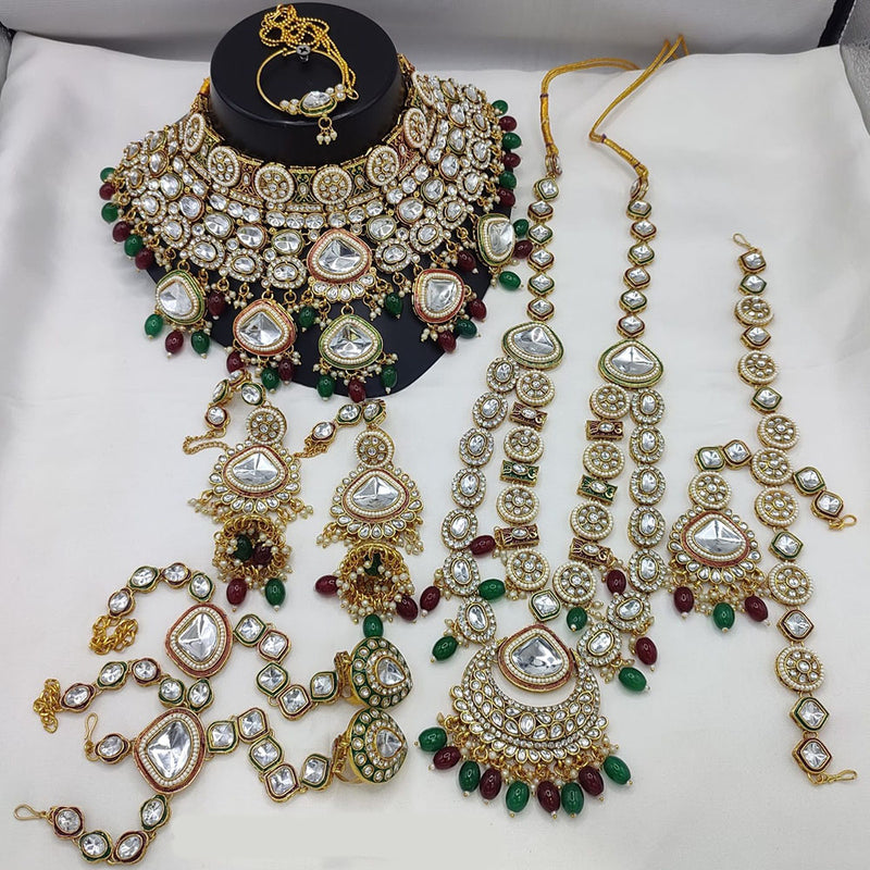 Lucentarts Jewellery Gold Plated Kundan And Beads Bridal Set