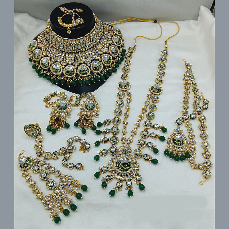 Lucentarts Jewellery Gold Plated Kundan And Beads Bridal Set