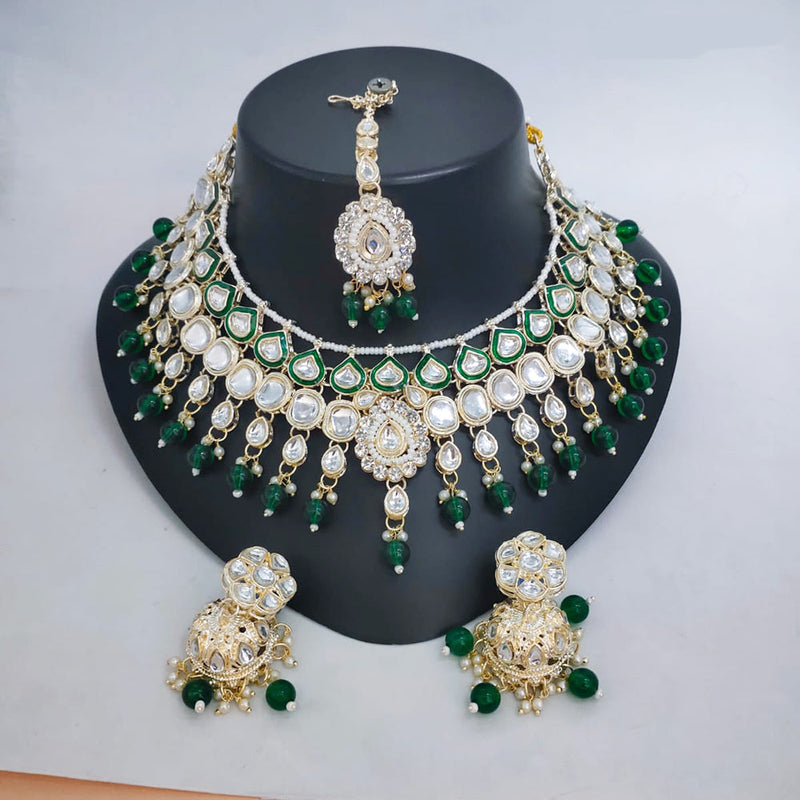 Lucentarts Jewellery Gold Plated Kundan Stone And Meenakari Choker Necklace Set