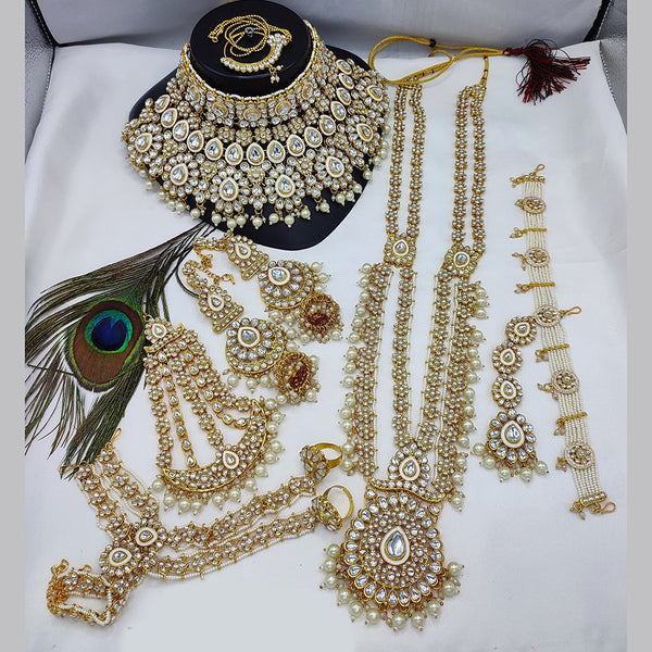 Lucentarts Jewellery Gold Plated Crystal And Beads Bridal Set