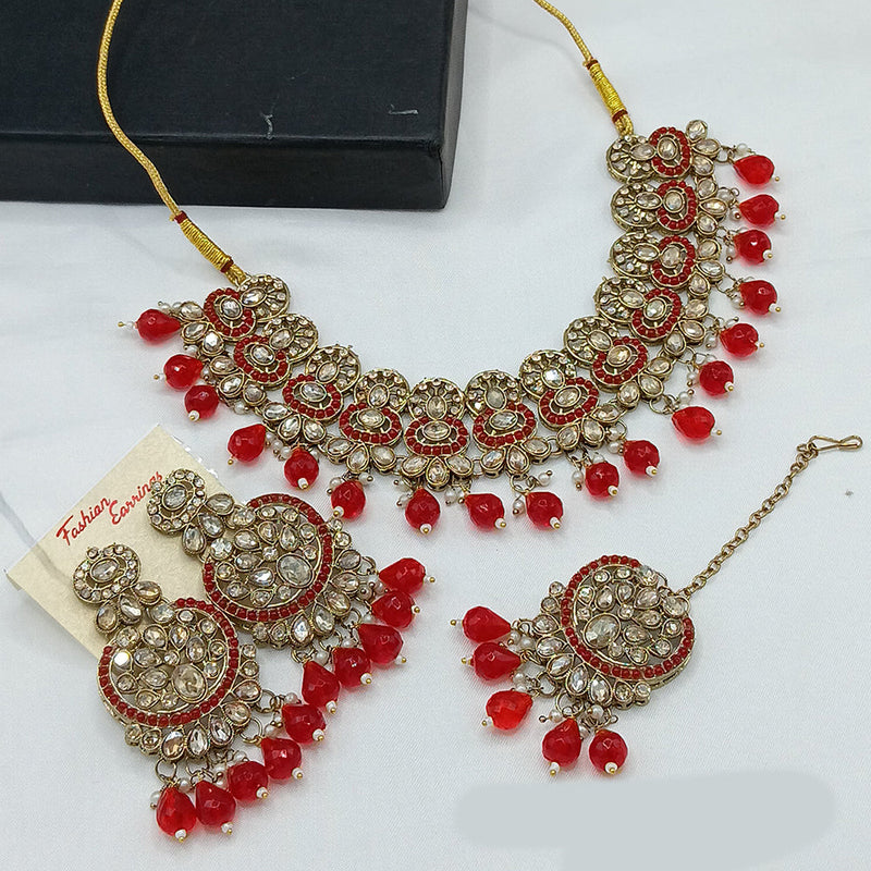 Lucentarts Jewellery Gold Plated Austrian Stone And Pearls Necklace Set