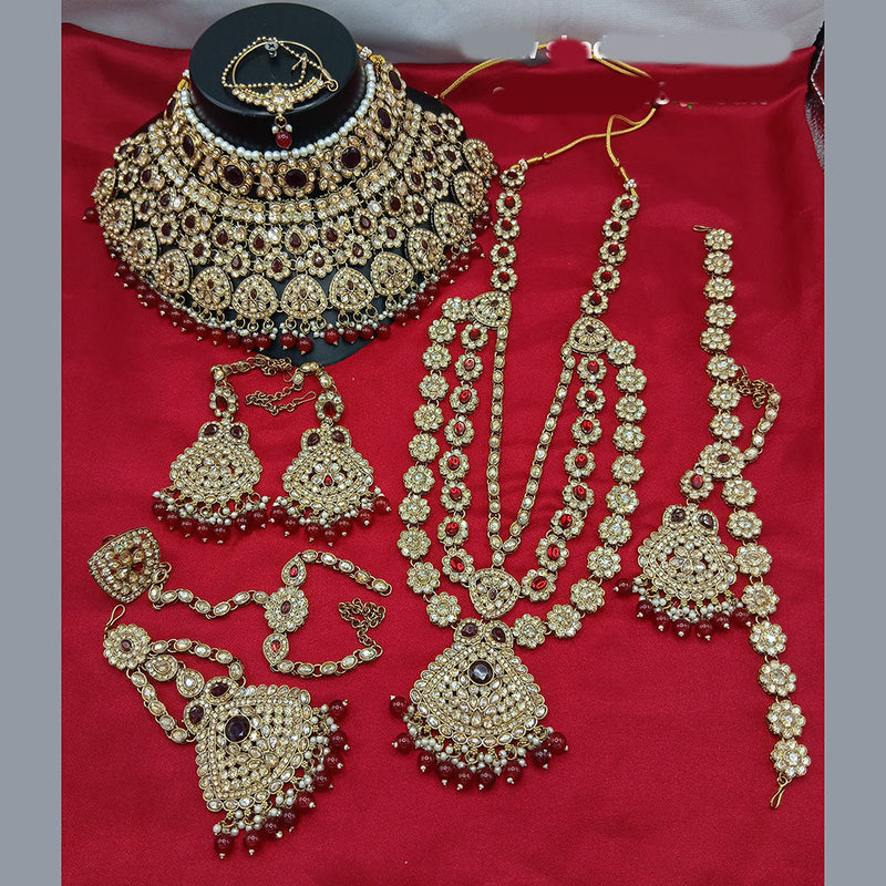 Lucentarts Jewellery Gold Plated Austrian Stone And Beads Bridal Set