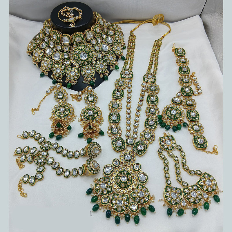 Lucentarts Jewellery Gold Plated Kundan Stone Beads And Meenakari Bridal Set