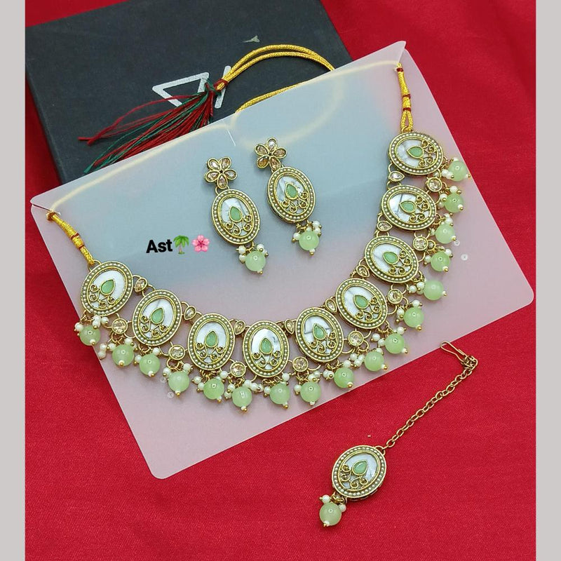 Lucentarts Jewellery Gold Plated Crystal Stone And Beads Necklace Set