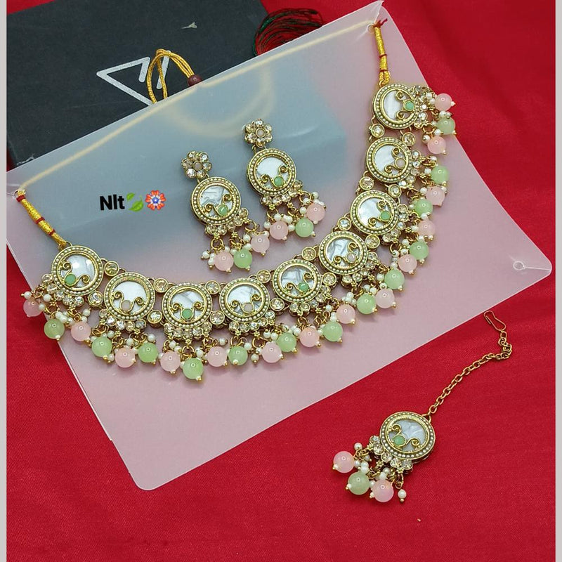 Lucentarts Jewellery Gold Plated Crystal Stone And Beads Necklace Set