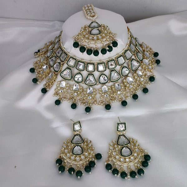 Lucentarts Jewellery Gold Plated Kundan Stone Pearls And  Meenakari Choker Necklace Set