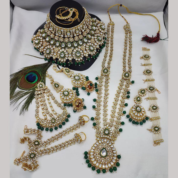 Lucentarts Jewellery Gold Plated Kundan Stone Beads And Meenakari Bridal Set