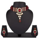 Lucentarts Jewellery Gold Plated Austrian Stone And Pearls Choker Necklace Set