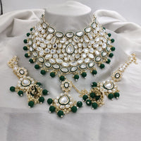 Lucentarts Jewellery Gold Plated Kundan Stone Pearls And Meenakari Choker Necklace Set