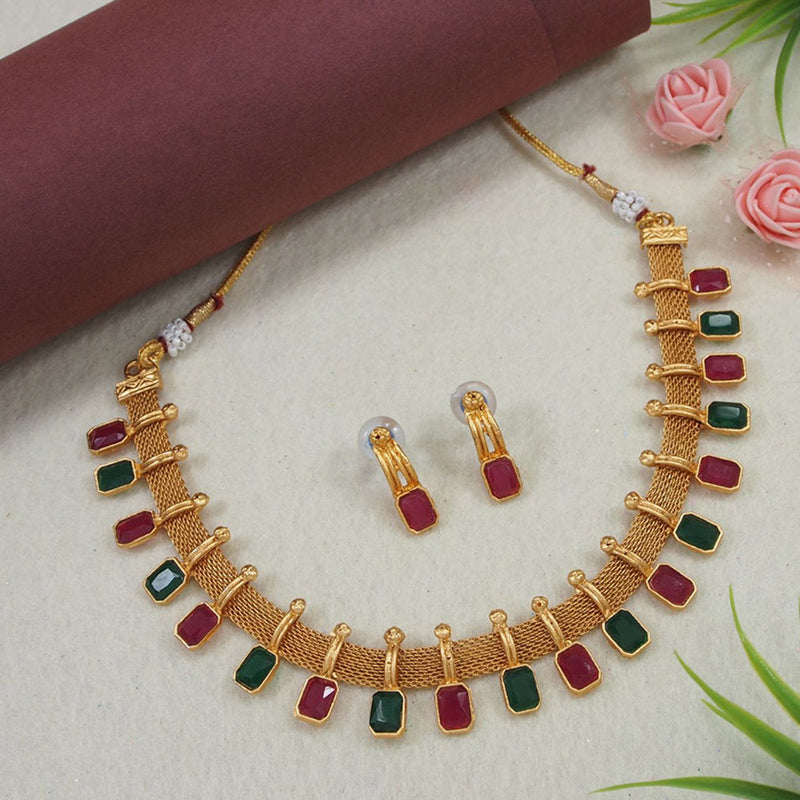 Lucentarts Jewellery Gold Plated Crystal Stone Necklace Set