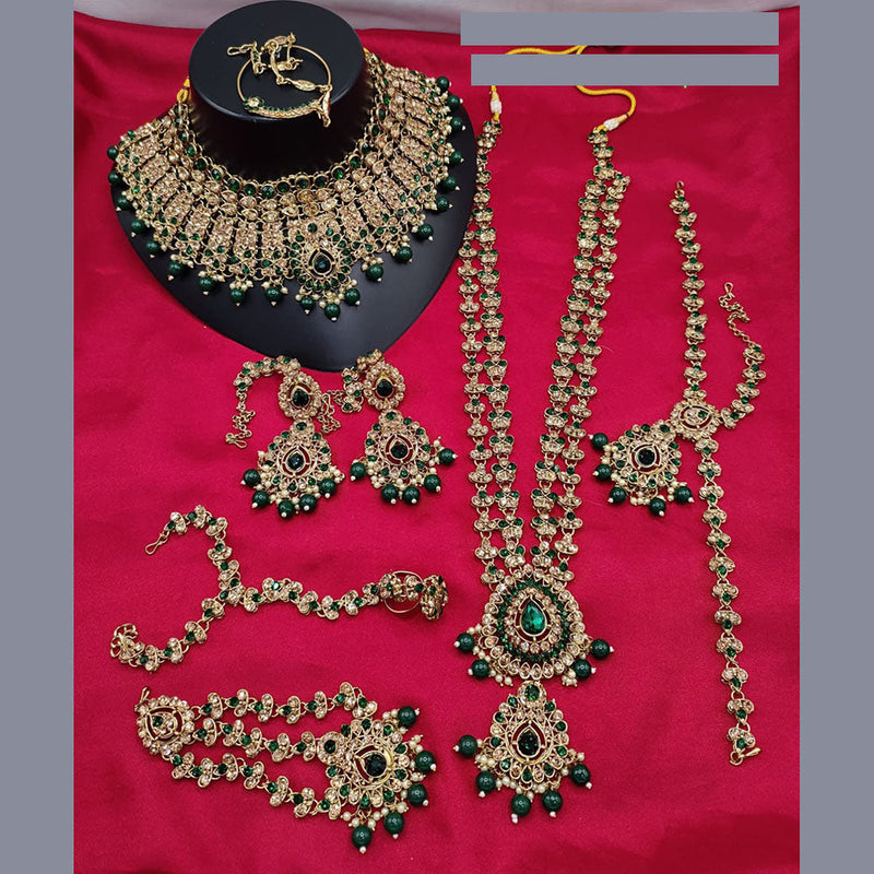 Lucentarts Jewellery Gold Plated Austrian Stone And Beads Bridal Set