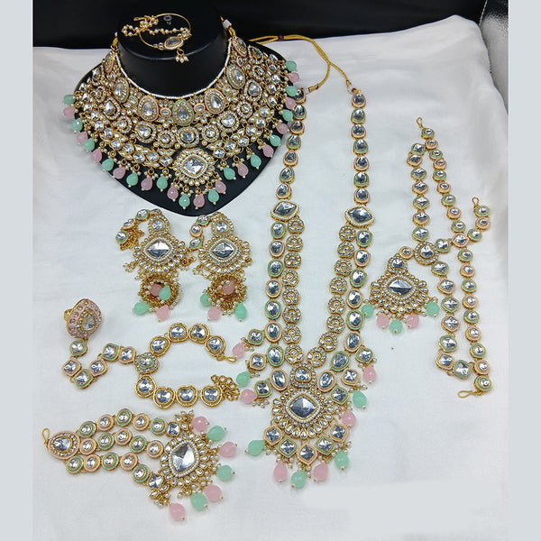 Lucentarts Jewellery Gold Plated Kundan Stone And Beads Bridal Set