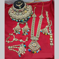 Lucentarts Jewellery Gold Plated Crystal Stone And Beads Bridal Set