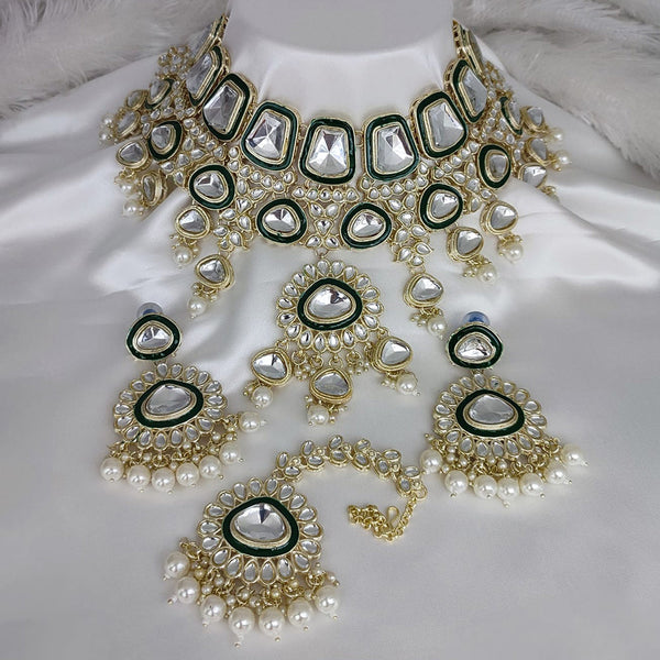 Lucentarts Jewellery Gold Plated Kundan Stone And Meenakari Choker Necklace Set