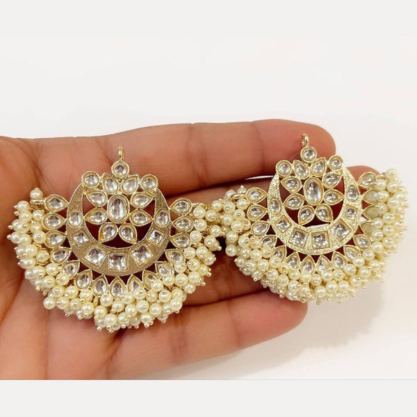 Lucentarts Jewellery Gold Plated Kundan And Pearl Earrings