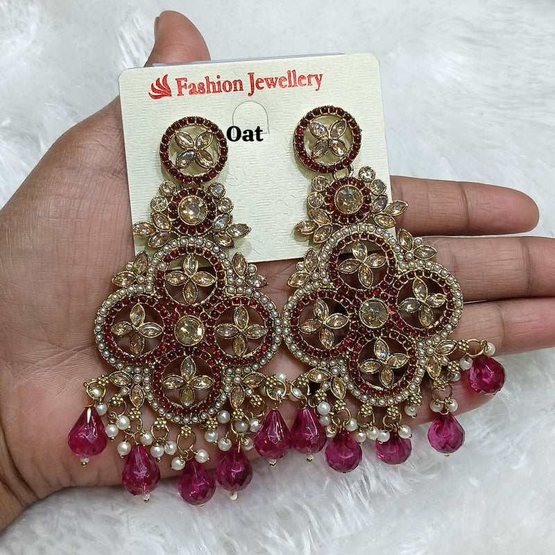 Lucentarts Jewellery Gold Plated Crystal Stone Pearl And Beads Jhumki Earrings