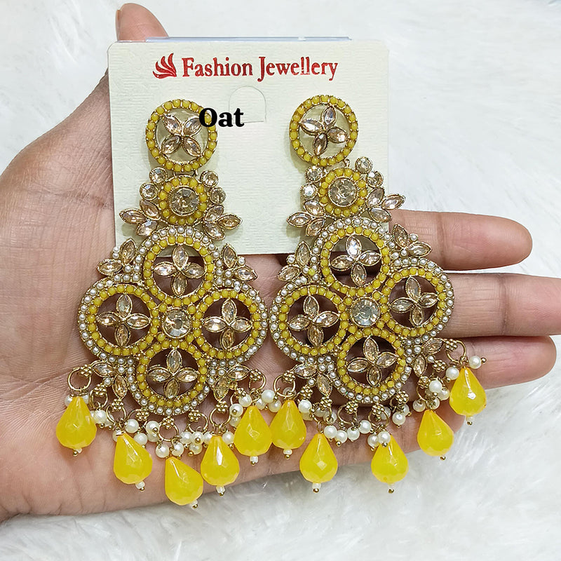 Lucentarts Jewellery Gold Plated Crystal Stone Pearl And Beads Jhumki Earrings