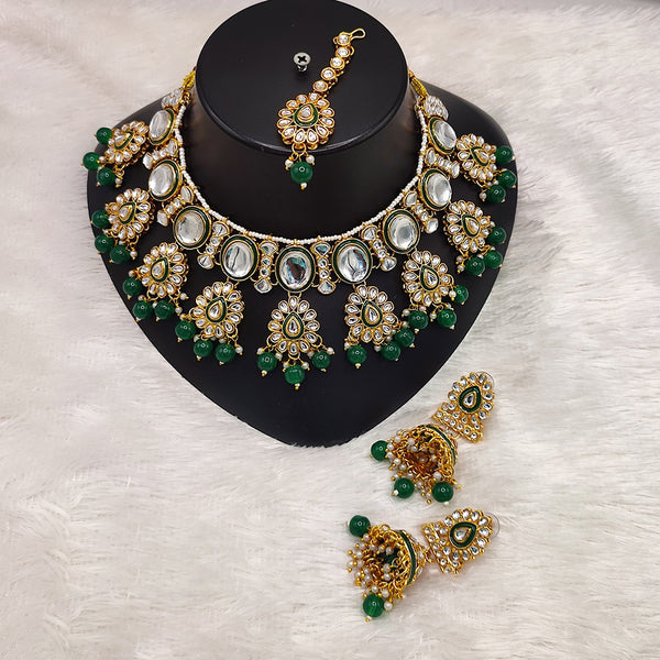 Lucentarts Jewellery Gold Plated Kundan Stone And Meenakari Choker Necklace Set