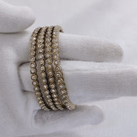 Lucentarts Jewellery Gold Plated Austrian Stone Bangles Set