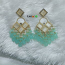 Lucentarts Jewellery Gold Plated Kundan Stone And Beads Dangler Earrings