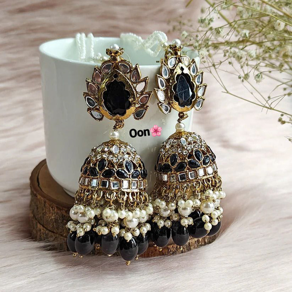 Lucentarts Jewellery Gold Plated Mirror And Beads Jhumki Earrings