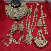 Lucentarts Jewellery Gold Plated Crystal Stone And Beads Bridal Set