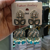 Lucentarts Jewellery Gold Plated Crystal Stone Pearls And  Beads Jhumki Earrings