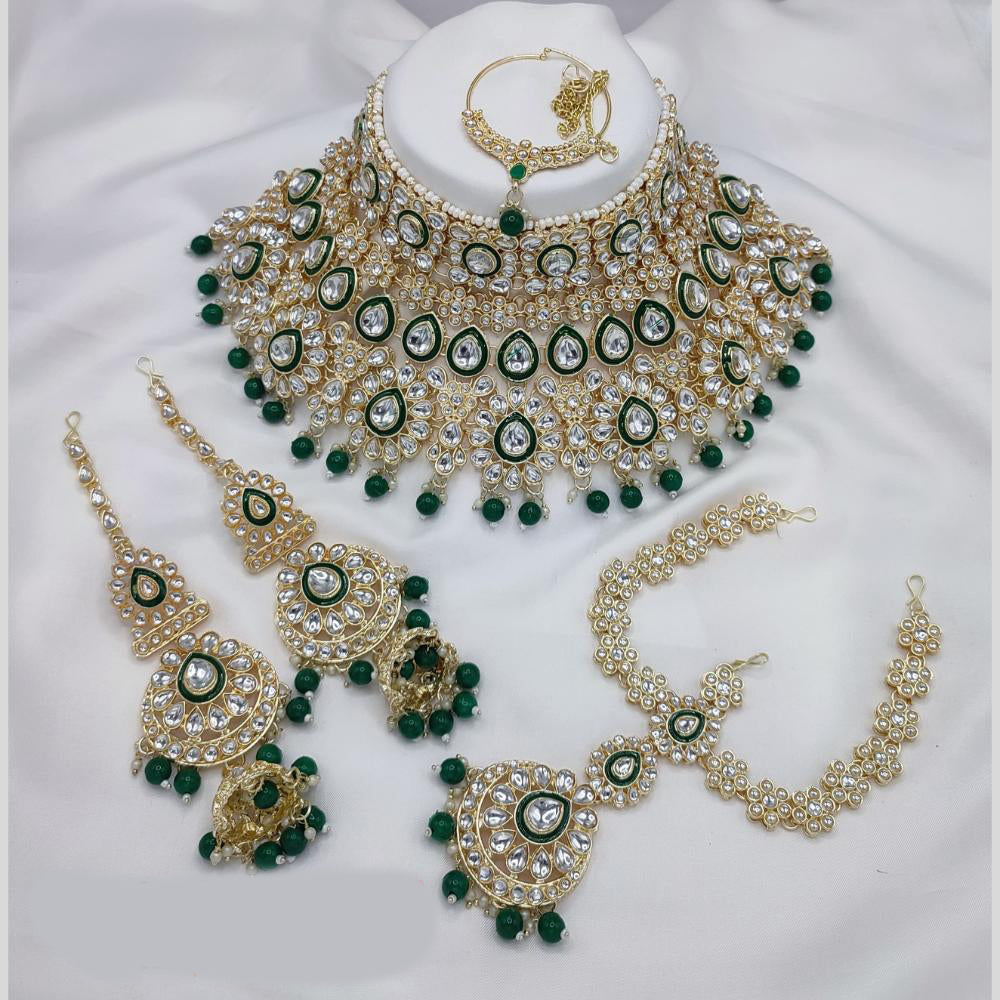 Lucentarts Jewellery Gold Plated Kundan Stone And Meenakari Semi Bridal Necklace Set