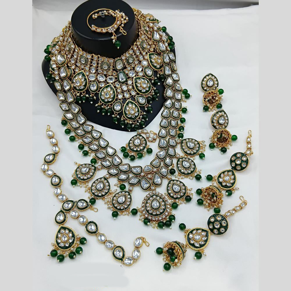 Lucentarts Jewellery Gold Plated Kundan Stone And Meenakari Semi Bridal Necklace Set