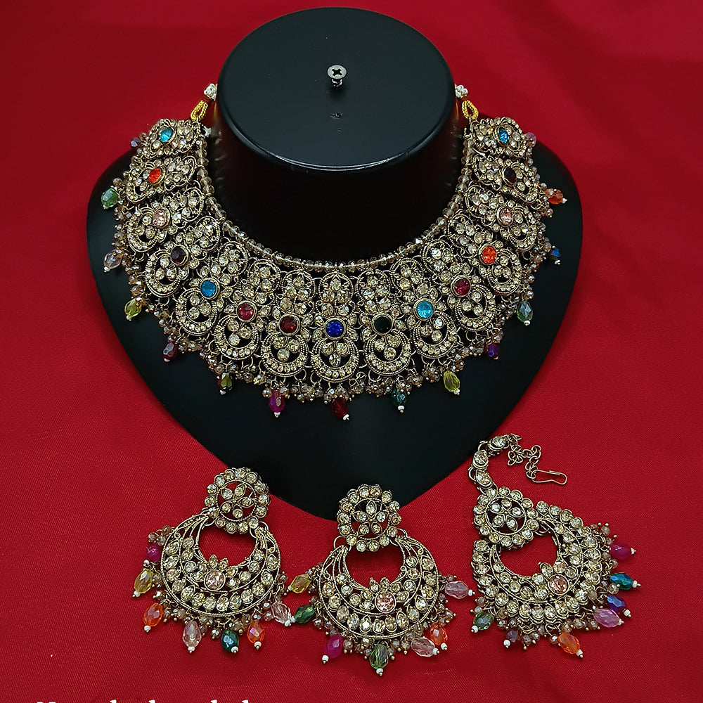 Lucentarts Jewellery Gold Plated Austrian Stone Choker Necklace Set