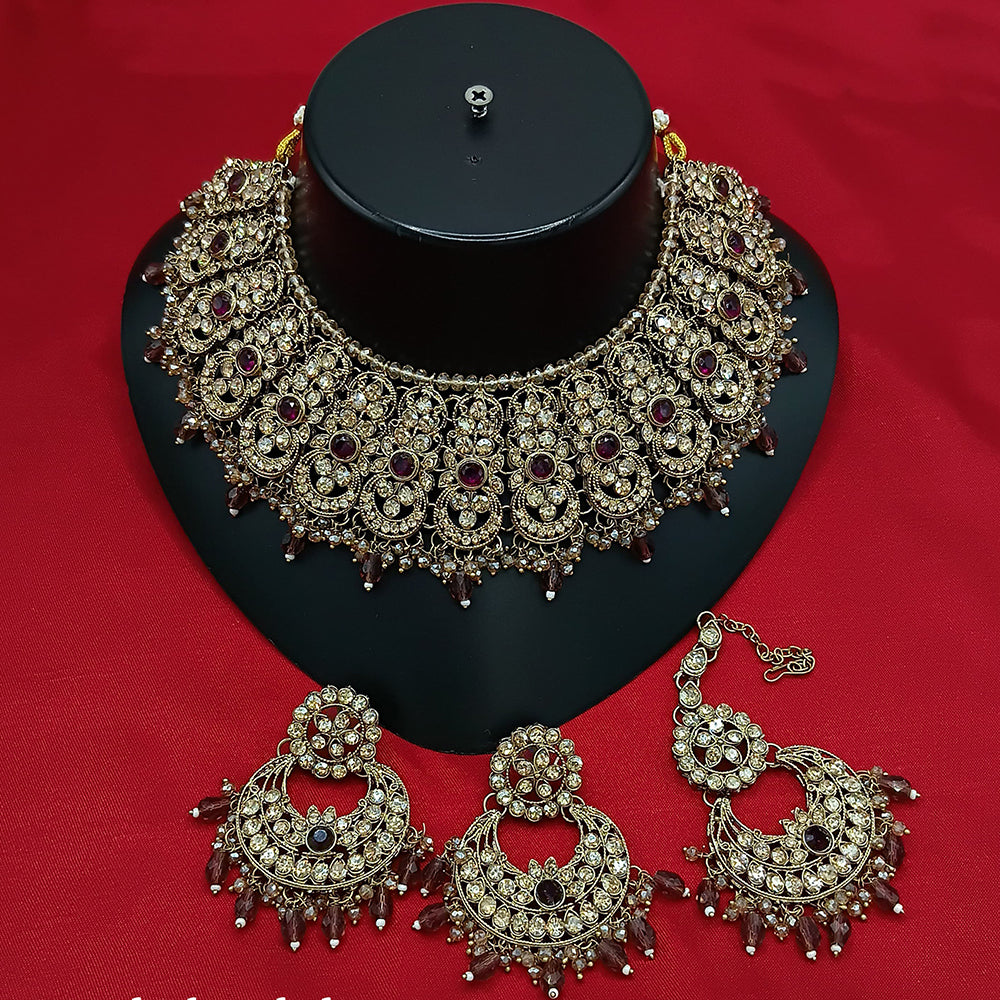 Lucentarts Jewellery Gold Plated Austrian Stone Choker Necklace Set