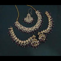 Lucentarts Jewellery Gold Plated Crystal Stone And Beads Necklace Set