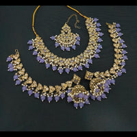 Lucentarts Jewellery Gold Plated Crystal Stone And Beads Necklace Set