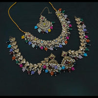 Lucentarts Jewellery Gold Plated Crystal Stone And Beads Necklace Set