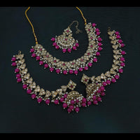 Lucentarts Jewellery Gold Plated Crystal Stone And Beads Necklace Set