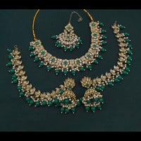 Lucentarts Jewellery Gold Plated Crystal Stone And Beads Necklace Set