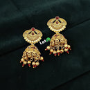 Lucentarts Jewellery Gold Plated Kundan Stone And Pearl Jhumki Earrings