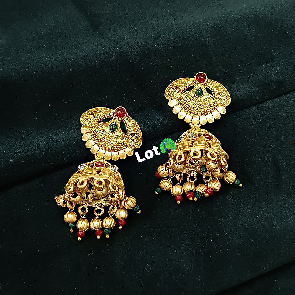 Lucentarts Jewellery Gold Plated Kundan Stone And Pearl Jhumki Earrings