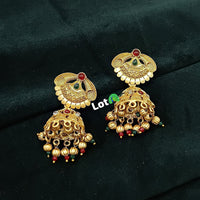 Lucentarts Jewellery Gold Plated Kundan Stone And Pearl Jhumki Earrings