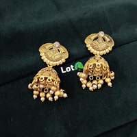 Lucentarts Jewellery Gold Plated Kundan Stone And Pearl Jhumki Earrings
