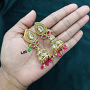 Lucentarts Jewellery Gold Plated Kundan Stone And Pearl Jhumki Earrings