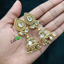 Lucentarts Jewellery Gold Plated Kundan Stone And Pearl Jhumki Earrings