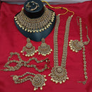 Lucentarts Gold Plated Crystal Stone And Beads Bridal Set