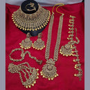 Lucentarts Gold Plated Crystal Stone And Beads Bridal Set