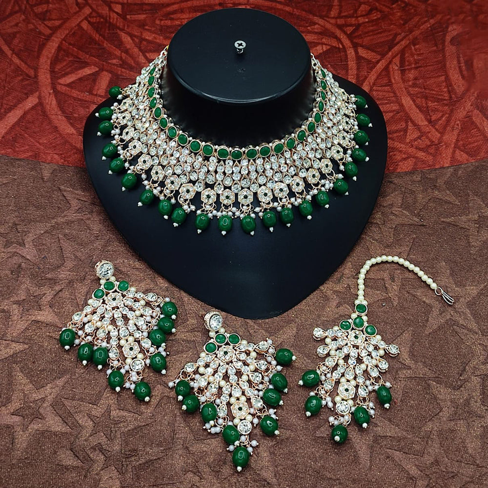 Lucentarts Jewellery Gold Plated Austrian Stone And Beads Necklace Set