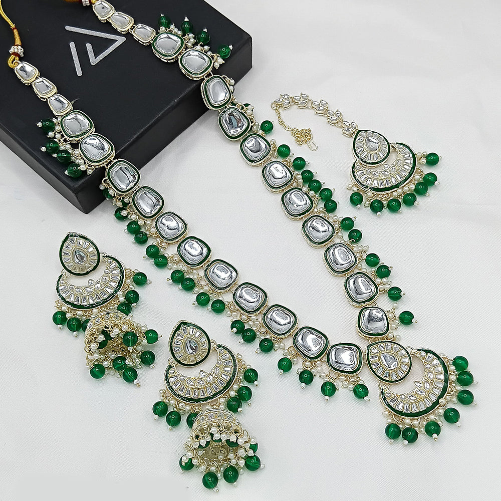 Lucentarts Jewellery Gold Plated Kundan Stone Meenakari  Necklace Set