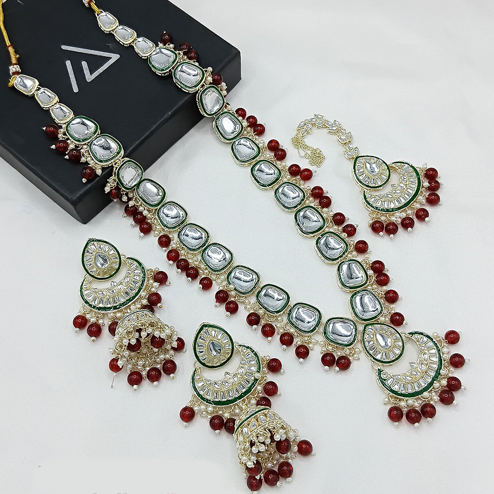 Lucentarts Jewellery Gold Plated Kundan Stone Meenakari  Necklace Set