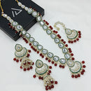 Lucentarts Jewellery Gold Plated Kundan Stone Meenakari  Necklace Set